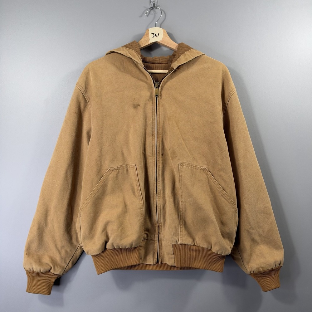 Walls Zero-Zone Jacket Mens Large Brown Canvas Hooded Insulated Workwear Bomber